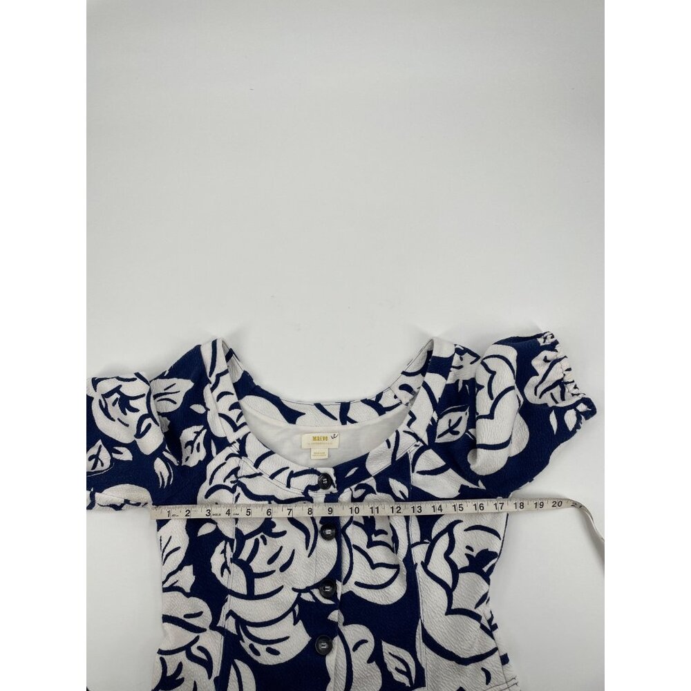 Anthropologie Maeve Amiens Blue Floral Midi Flared Skirt Top Set Womens Medium - Picture 9 of 12
